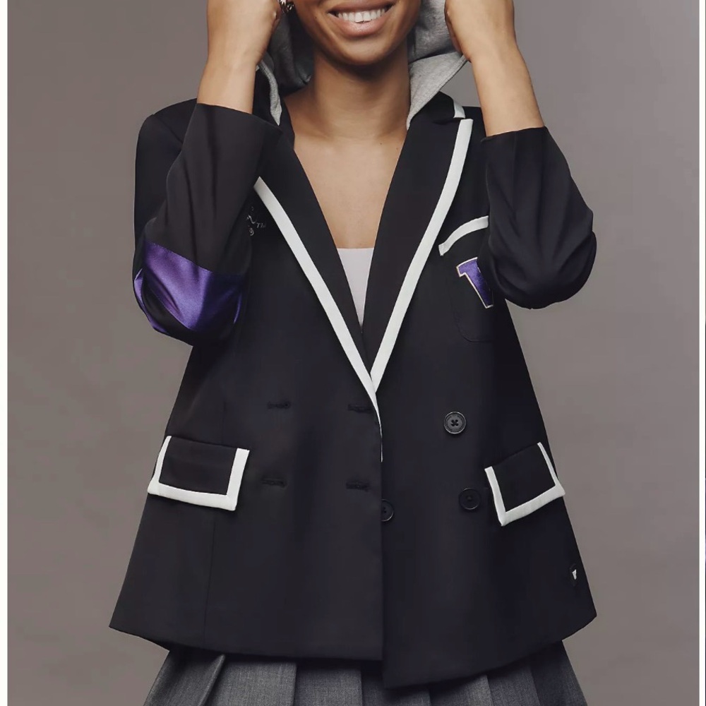 Anthropologie Black and Purple Women's Jacket